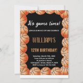 Invitation Black Orange Balls Basketball Anniversaire Invitat (Devant)