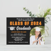 Invitation Black Orange Graduate Photo Party (Debout devant)