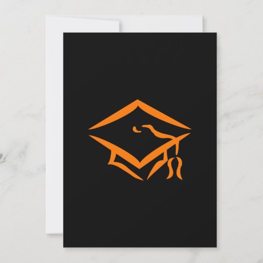Invitation Black Orange Mortarboard Simple Graduation Party (Dos)
