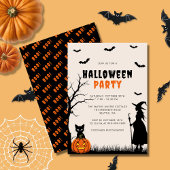 Invitation Black Orange sorcière Citrouille Adult Halloween P