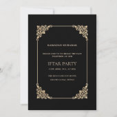 Invitation Black Ornate Baroque Gold Script Iftar Party (Devant)