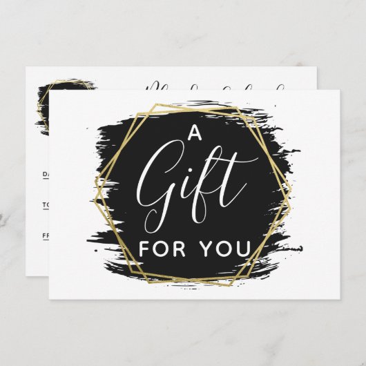 Invitation Black Paint Stroke & Modern Gold Certificate Card (Devant / Derrière)