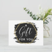 Invitation Black Paint Stroke & Modern Gold Certificate Card (Debout devant)