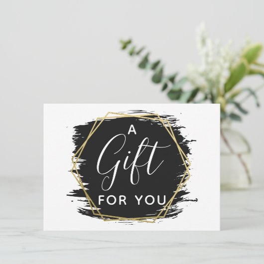 Invitation Black Paint Stroke & Modern Gold Certificate Card (Debout devant)
