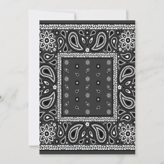 Invitation Black Paisley Bandana Anniversaire Hip hop Rap Éca (Devant)