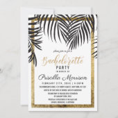 Invitation Black Palm Tree Frances Gold Border Bachelorette (Devant)