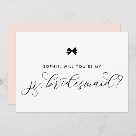 Invitation Black Parisian Bow Serez-Vous Ma Jr Bridesmaid (Devant / Derrière)