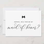 Invitation Black Parisian Bow will you be My Maid of Honor (Devant)