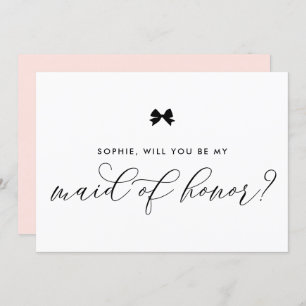 Invitation Black Parisian Bow will you be My Maid of Honor