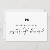 Invitation Black Parisian Bow will you be My Sister of Honor (Devant)