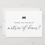 Invitation Black Parisian Bow you will be My Matron of Honor (Devant)