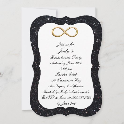 Invitation Black Parties scintillant Gold Infinie Bachelorett (Devant)