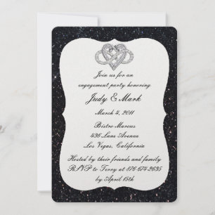 Invitation Black Parties scintillant Infinity Coeur Engagemen
