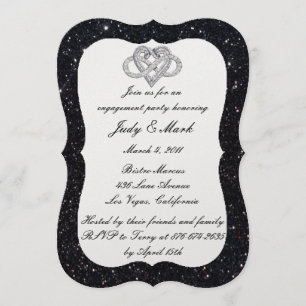 Invitation Black Parties scintillant Infinity Coeur Engagemen