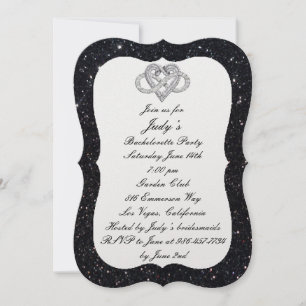 Invitation Black Parties scintillant Infinity Heart Bachelore