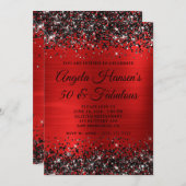 Invitation Black Parties scintillant Red Foil 50 et Fabuleux  (Devant / Derrière)