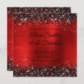 Invitation Black Parties scintillant Red Foil 50 et Fabuleux  (Devant / Derrière)