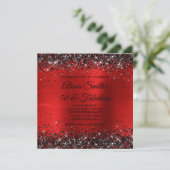 Invitation Black Parties scintillant Red Foil 50 et Fabuleux  (Debout devant)