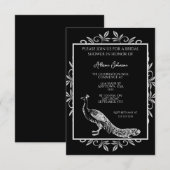 Invitation Black Peacock Flourissant nuptiale douche Invitati (Devant / Derrière)