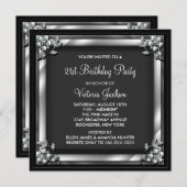 Invitation Black Pearl Womans 21e fête d'anniversaire (Devant / Derrière)