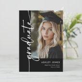 Invitation Black Photo Collage Graduate Graduate Party (Debout devant)