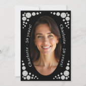 Invitation Black photo diamonds birthday (Devant)