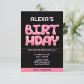 Invitation Black Pink 3d bubble gum anniversaire  (Debout devant)