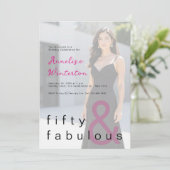 Invitation Black Pink 50 and Fabulous 50th Birthday Party (Debout devant)