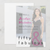 Invitation Black Pink 50 and Fabulous 50th Birthday Party (Devant / Derrière)