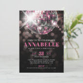 Invitation Black Pink Adult 50th Birthday Party (Debout devant)