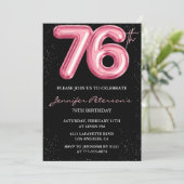 Invitation Black Pink Balloon Glam Parties scintillant 76e an (Debout devant)