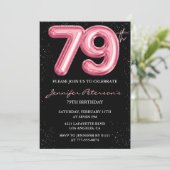 Invitation Black Pink Balloon Glam Parties scintillant 79e an (Debout devant)