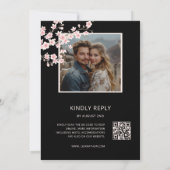 Invitation Black Pink Cherry Blossom Photo Wedding (Dos)