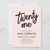 Invitation Black & Pink | Chic Twenty One 21e Anniversaire (Devant)