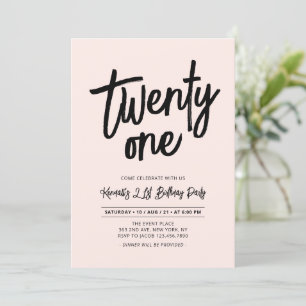 Invitation Black & Pink   Chic Twenty One 21e Anniversaire