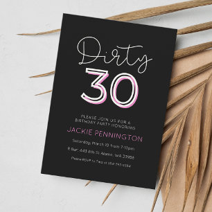 Invitation Black Pink Dirty Trente Anniversaire Fête Invitati