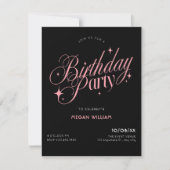 Invitation Black Pink elegant birthday (Devant)