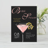 Invitation Black pink fancy cocktail bridal shower (Debout devant)