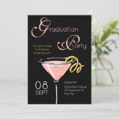 Invitation Black pink fancy cocktail graduation (Debout devant)