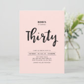 Invitation Black & Pink | Fête simple de 30 ans (Debout devant)