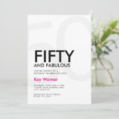 Invitation Black Pink Fifty and Fabulous 50th Birthday (Debout devant)