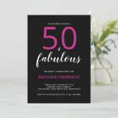 Invitation Black Pink Fifty and Fabulous Fiftieth Birthday (Debout devant)