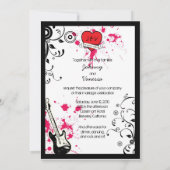 Invitation Black & Pink Grungy Heart Music Mariage à thème (Dos)