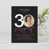 Invitation Black Pink moderne 30e anniversaire (Debout devant)