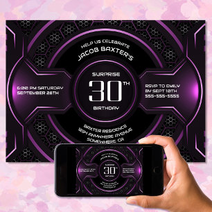 Invitation Black Pink Surprise 30e fête d'anniversaire