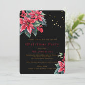 Invitation Black Poinsettia flower Christmas party (Debout devant)