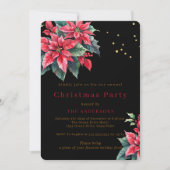 Invitation Black Poinsettia flower Christmas party (Devant)