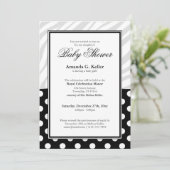 Invitation Black Polka Dot Zebra Imprimer Baby shower Invitat (Debout devant)