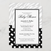Invitation Black Polka Dot Zebra Imprimer Baby shower Invitat (Devant / Derrière)