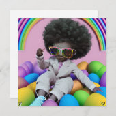 Invitation Black Prince Melanin Boys Easter Egg Hunt Rainbow (Devant / Derrière)